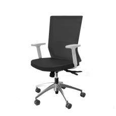 Кресло для персонала Iron с регулируемыми подлокотниками белый каркас ткань CW/AC  (черная/черная)