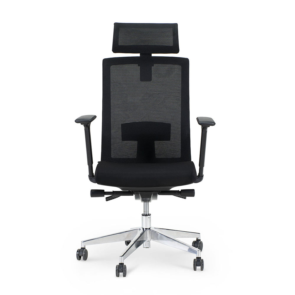 Кресло офисное Norden / Партнер aluminium / черный пластик / черная сетка / черная ткань (мультиблок)
