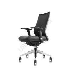 Кресло для руководителя без подголовника Vertu кожа (Черная кожа)