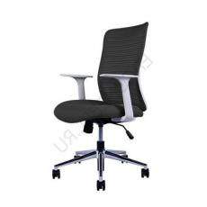 Кресло для персонала Olive с фиксированными подлокотниками белый каркас ткань CW  (черная/черная)