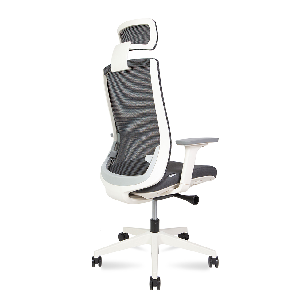 Кресло офисное Norden / Ruby / белый пластик / серая сетка / серая ткань