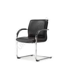 Кресло для посетителя с низкой спинкой Zele кожа  (Черная кожа)