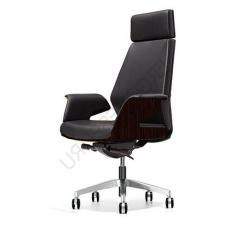 Кресло для руководителя Coupe кожа, дерево венге, спинка лак черный  ZP/PU  (Черная кожа)