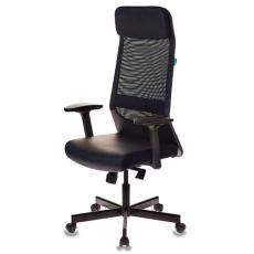 Кресло для руководителя Бюрократ T-995 кожзам+сетка (Черный кожзам)
