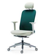 Кресло для руководителя Aveza белый каркас на хроме ткань CW/CP (Темно-зеленая/Светло-зеленая)