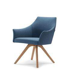 Кресло F2 на деревянных опорах ткань (Синяя)