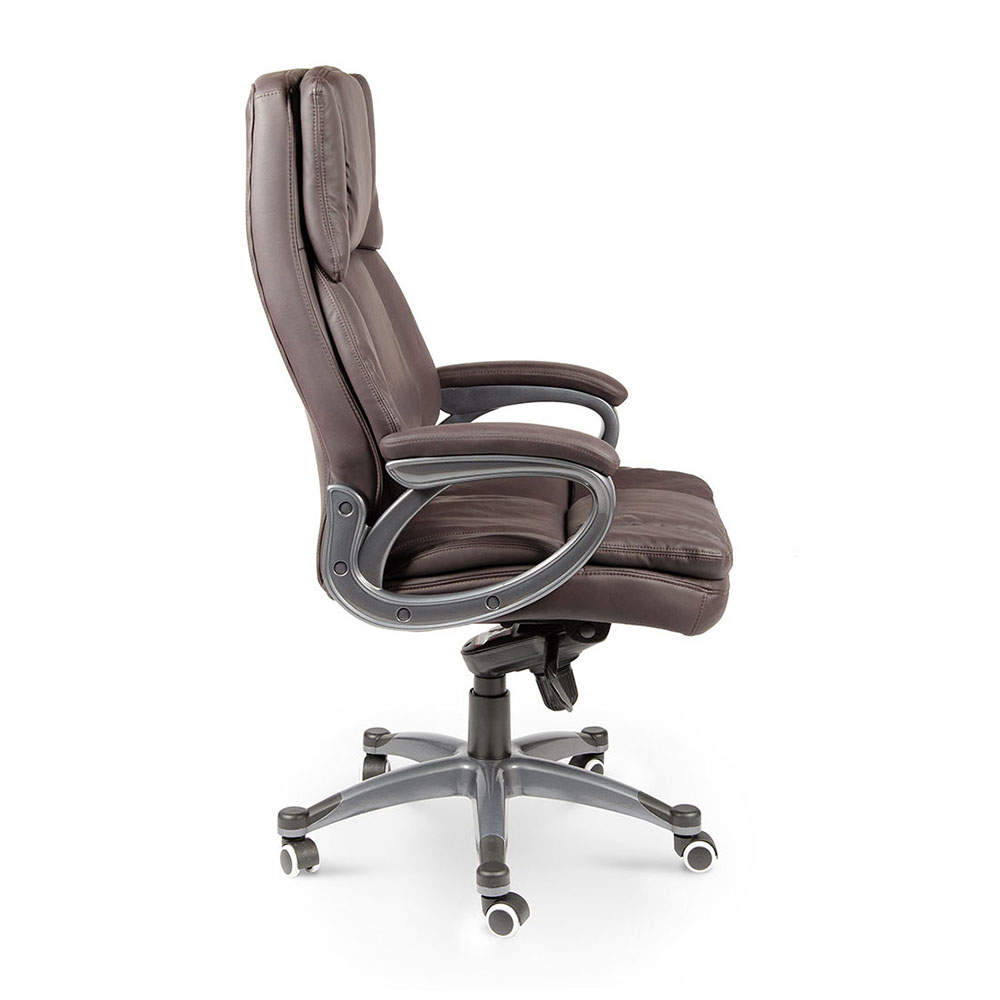 Кресло офисное Norden / Мэдисон / (brown) серый пластик / темно-коричневая экокожа