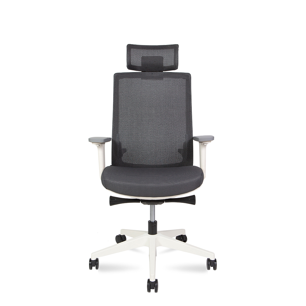 Кресло офисное Norden / Ruby / белый пластик / серая сетка / серая ткань