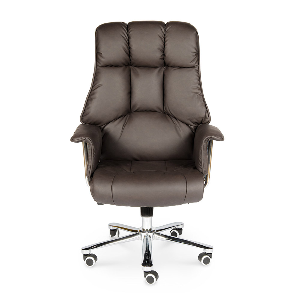 Кресло офисное Norden / Президент / сталь + хром / темно-коричневая  экокожа