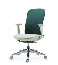 Кресло для руководителя без подголовника Aveza белый каркас на хроме ткань CW/CP (Темно-зеленая/Светло-зеленая)