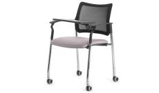 Кресло офисное со столик. на колес. Pinko-Mesh Jade9502/Ткань серая/Ножки хром