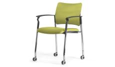 Кресло офисное обитое с подл.на колес. Pinko Kiton 08/Ткань зеленая/Ножки хром