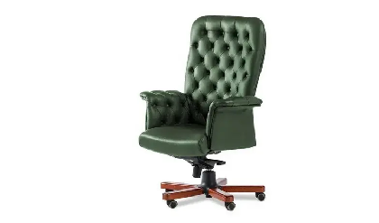 Кресло руководителя Messina A Темн.Орех/Натур. кожа/Темн.Зеленый