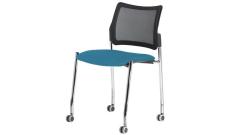 Кресло офисное без подл. на колес. Pinko-Mesh SLW 58/Ткань голубая/Ножки хром