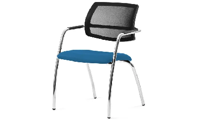 Кресло офисное с подл. Urban Mesh SLW 58/Ткань голубая/Ножки хром