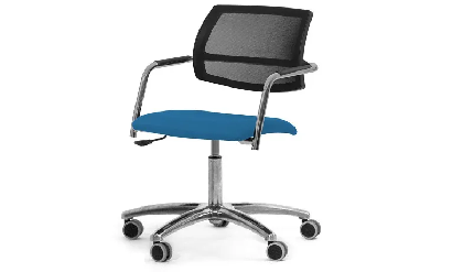 Кресло офисное на колес. Urban Mesh SLW 58/Ткань голубая/Крестовина хром