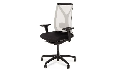 Кресло офисное DION Mesh/Ткань Черная/Сетка Белая/Крестовина Черная