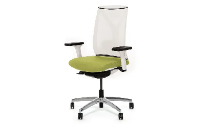 Кресло офисное 4D DION Mesh/Ткань Зеленая/Сетка Белая/Крестовина Алюмин.
