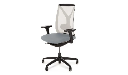 Кресло офисное DION Mesh/Ткань Серая/Сетка Белая/Крестовина Черная