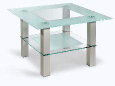 Стол журнальный Кристалл 1 алюминий/прозрачное стекло