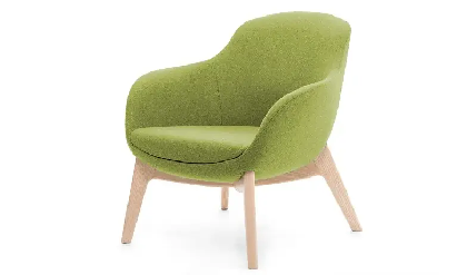 Кресло офисное NOBLE Wood/Ткань Зеленая/Ножки Ясень
