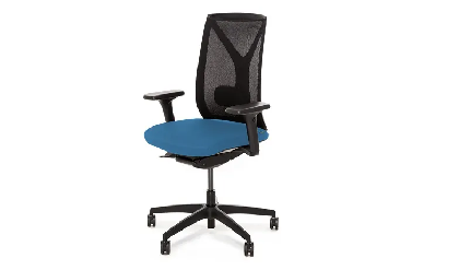 Кресло офисное DION Mesh/Ткань Голубая/Сетка Черная/Крестовина Черная