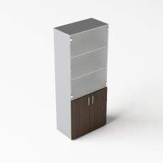 Шкаф для документов высокий с белыми матовыми стеклянными дверями 800х440х1950 EMHS834BL Fortum