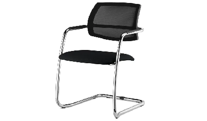 Кресло офисное Urban Mesh Dakota black/Черная кожа/Полозья хром