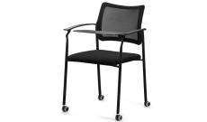 Кресло офисное со столик. на колес. Pinko-Mesh SLW 50/Ткань черная/Ножки черные