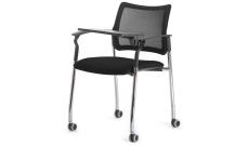 Кресло офисное со столик. на колес. Pinko-Mesh SLW 50/Ткань черная/Ножки хром