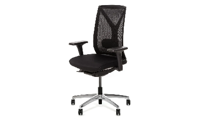 Кресло офисное DION Mesh/Ткань Черная/Сетка Черная/Крестовина Алюмин.