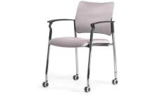 Кресло офисное обитое с подл.на колес. Pinko Jade9502/Ткань серая/Ножки хром