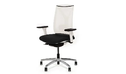 Кресло офисное DION Mesh/Ткань Черная/Сетка Белая/Крестовина Алюмин.