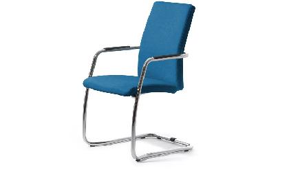 Кресло офисное на польз. Well_seat SLW 58/Ткань голубая/Полозья хром