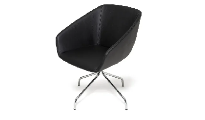 Кресло офисное ALMA Dakota black/Нат. кожа черная/Ножки металл.