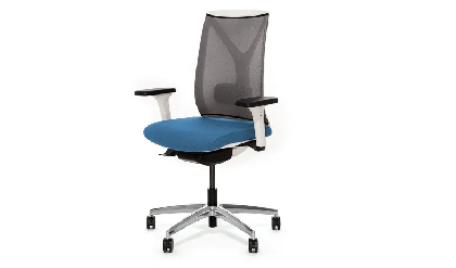 Кресло офисное DION Mesh/Ткань Голубая/Сетка Серая/Крестовина Алюмин.