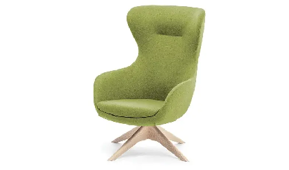 Кресло офисное ELEGANCE Wood/Ткань Зеленая/Крестовина Ясень
