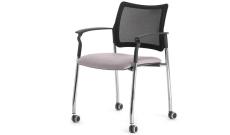 Кресло офисное с подл. на колес. Pinko-Mesh Jade9502/Ткань серая/Ножки хром