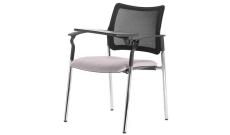 Кресло офисное со столик. Pinko-Mesh Jade9502/Ткань серая/Ножки хром