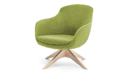 Кресло офисное NOBLE Wood/Ткань Зеленая/Крестовина Ясень