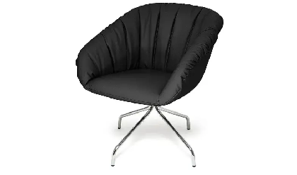 Кресло офисное ALMA Dakota black/Нат. кожа черная/Ножки хром