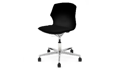Кресло офисное пластик на колес. SOLE EM SLW 50/Пластик черный/Ткань черная