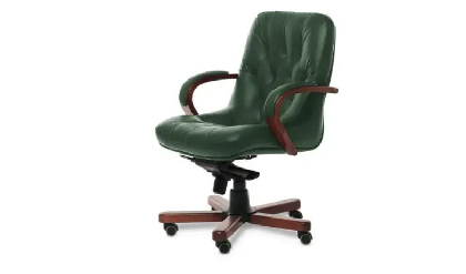 Кресло офисное Premier B Темн.Орех/Натур. кожа/Темн.Зеленый