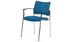 Кресло офисное обитое с подл.Pinko SLW 58/Ткань Голубая/Ножки хром