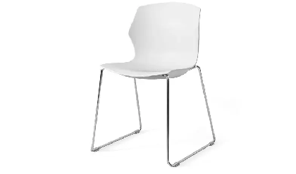 Кресло офисное пластик SOLE EM/Пластик белый/Полозья хром
