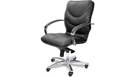Кресло офисное Leeds Chrome B Хром/Натур. кожа/Черный