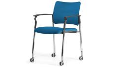 Кресло офисное обитое с подл.на колес. Pinko SLW 58/Ткань голубая/Ножки хром