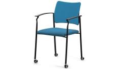 Кресло офисное обитое с подл.на колес. Pinko SLW 58/Ткань Голубая/Пластик черный