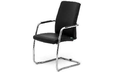 Кресло офисное на польз. Well_seat 3001 black/Иск. кожа черная/Полозья хром