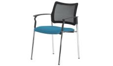 Кресло офисное с подл. Pinko-Mesh SLW 58/Ткань голубая/Ножки хром